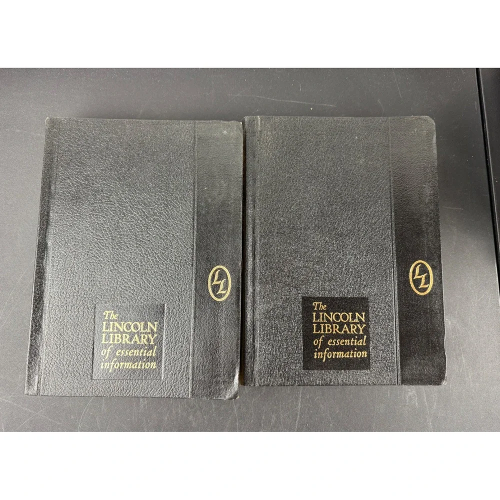 Vintage The Lincoln Library‎ of Essential Information 2 Volume Set Black Gold